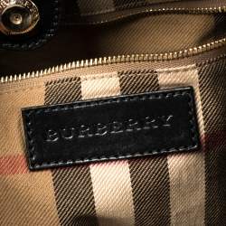 Pre Owned حقيبة يد بربري كانتربري جلد و كانفاس أسود و كاكي