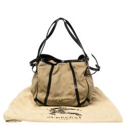 Pre Owned حقيبة يد بربري كانتربري جلد و كانفاس أسود و كاكي