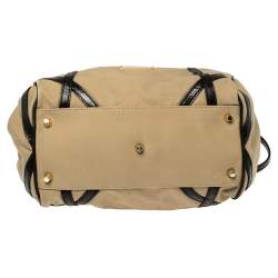 Pre Owned حقيبة يد بربري كانتربري جلد و كانفاس أسود و كاكي