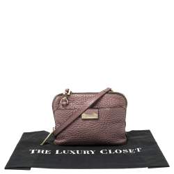 Pre Owned حقيبة كروس بربري هاروغات صغيرة جلد بنفسجي