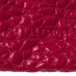Pre Owned Burberry Fuchsia Grained Leather Small Canterbury Tote