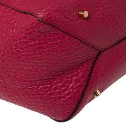Pre Owned Burberry Fuchsia Grained Leather Small Canterbury Tote