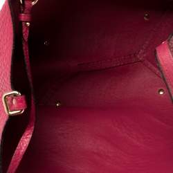 Pre Owned Burberry Fuchsia Grained Leather Small Canterbury Tote