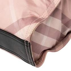 Pre Owned Burberry Pink Check Nylon and Leather Buckleigh Tote