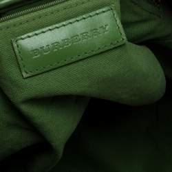 Pre Owned Burberry Beige/Green Haymarket Check Coated Canvas and Leather Small Canterbury Tote