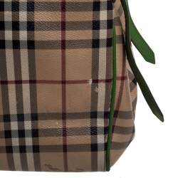 Pre Owned Burberry Beige/Green Haymarket Check Coated Canvas and Leather Small Canterbury Tote