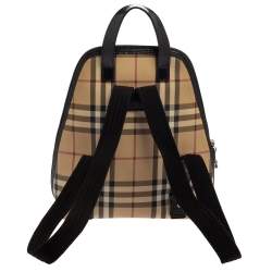 Pre Owned Burberry Beige Vintage Check Coated Canvas Backpack