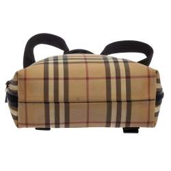 Pre Owned Burberry Beige Vintage Check Coated Canvas Backpack