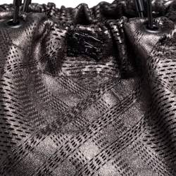 Pre Owned Burberry Metallic Lasercut Soft Leather Drawstring Tote