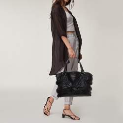 Pre Owned Burberry Black Soft Leather Knot Healy Satchel