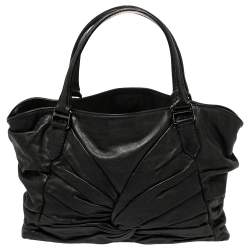 Pre Owned Burberry Black Soft Leather Knot Healy Satchel