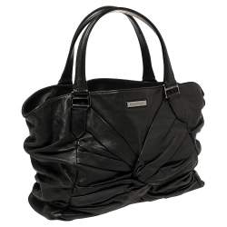 Pre Owned Burberry Black Soft Leather Knot Healy Satchel