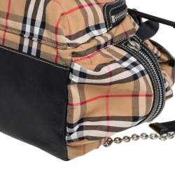 Pre Owned Burberry Beige/Black Vintage Check Canvas and Leather Rucksack Backpack