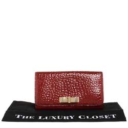 Burberry Red Embossed Patent Leather Penrose Continental Wallet