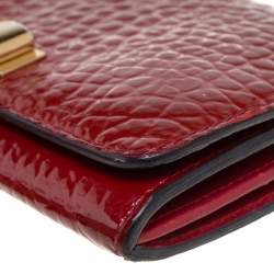 Burberry Red Embossed Patent Leather Penrose Continental Wallet