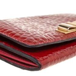 Burberry Red Embossed Patent Leather Penrose Continental Wallet
