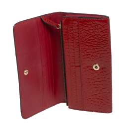 Burberry Red Embossed Patent Leather Penrose Continental Wallet