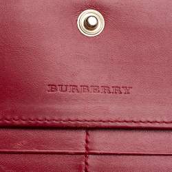 Burberry Red Embossed Patent Leather Penrose Continental Wallet
