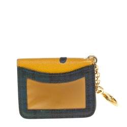 Pre Owned Burberry Mustard Yellow Leather Motif Card Case Bag Charm