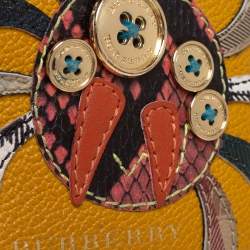 Pre Owned Burberry Mustard Yellow Leather Motif Card Case Bag Charm