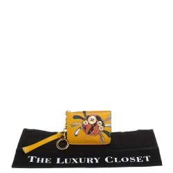 Pre Owned Burberry Mustard Yellow Leather Motif Card Case Bag Charm