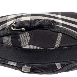 Pre Owned Burberry Black Check Canvas and Leather Large Larkin Hobo