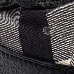 Pre Owned Burberry Black Check Canvas and Leather Large Larkin Hobo