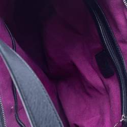 Pre Owned Burberry Black Check Canvas and Leather Large Larkin Hobo