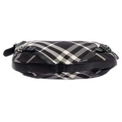 Pre Owned Burberry Black Check Canvas and Leather Large Larkin Hobo
