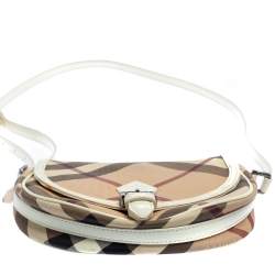 مملوكة مسبقًا Burberry Beige Nova Check Canvas And Patent Leather Shoulder Bag