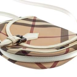 مملوكة مسبقًا Burberry Beige Nova Check Canvas And Patent Leather Shoulder Bag
