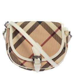 مملوكة مسبقًا Burberry Beige Nova Check Canvas And Patent Leather Shoulder Bag