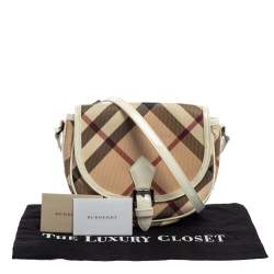 مملوكة مسبقًا Burberry Beige Nova Check Canvas And Patent Leather Shoulder Bag