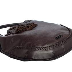 مملوكة مسبقًا Burberry Dark Brown Leather Tassel Hobo