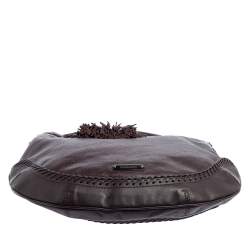مملوكة مسبقًا Burberry Dark Brown Leather Tassel Hobo