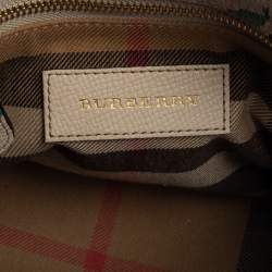 Pre Owned Burberry Multicolor Floral Print Grained Leather Small Buckle Tote