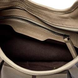 مملوكة مسبقًا Burberry Grey Smoked Check Coated Canvas Small Brooklyn Hobo