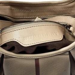 مملوكة مسبقًا Burberry Grey Smoked Check Coated Canvas Small Brooklyn Hobo
