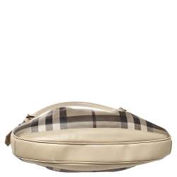 مملوكة مسبقًا Burberry Grey Smoked Check Coated Canvas Small Brooklyn Hobo