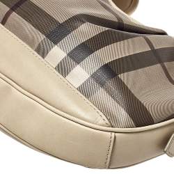 مملوكة مسبقًا Burberry Grey Smoked Check Coated Canvas Small Brooklyn Hobo