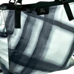 Burberry Black Smoked Check Nylon and Leather Buckleigh Tote