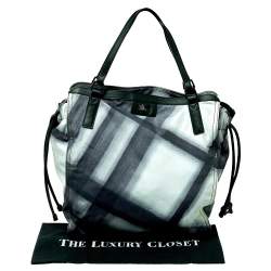 Burberry Black Smoked Check Nylon and Leather Buckleigh Tote