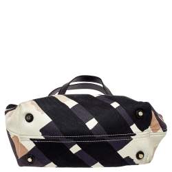 Pre Owned Burberry Multicolor Check Canvas and Leather Snap Tote