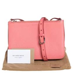 Pre Owned Burberry Blush Pink Leather Triple Zip Crossbody Bag