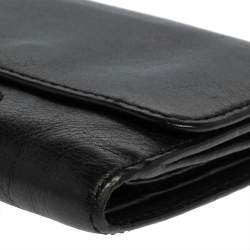 مملوكة مسبقًا Burberry Black/Beige Leather and Canvas Trifold Wallet