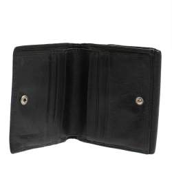 مملوكة مسبقًا Burberry Black/Beige Leather and Canvas Trifold Wallet