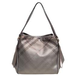 مملوكة مسبقًا Burberry Metallic Nova Check Canvas Canterbury Tote