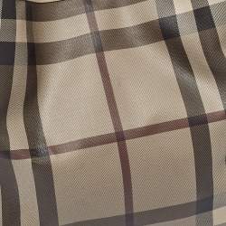 Pre Owned Burberry Beige Smoke Check Coated Canvas and Leather Small Canterbury Tote