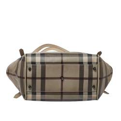 Pre Owned Burberry Beige Smoke Check Coated Canvas and Leather Small Canterbury Tote