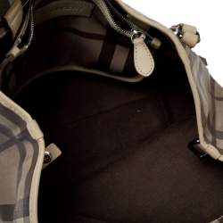 Pre Owned Burberry Beige Smoke Check Coated Canvas and Leather Small Canterbury Tote